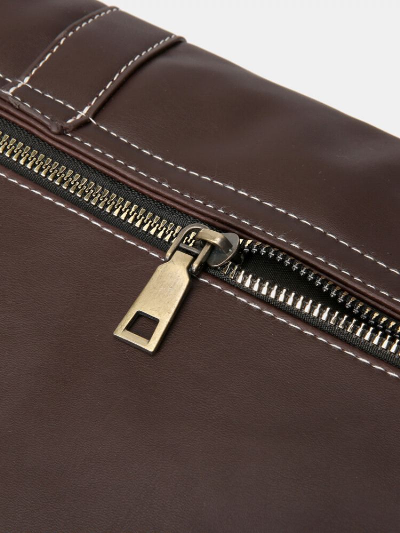 Pánská Vintage Voděodolná Velkokapacitní Crossbody Kabelka Z Umělé Kůže Krátká Přes Rameno