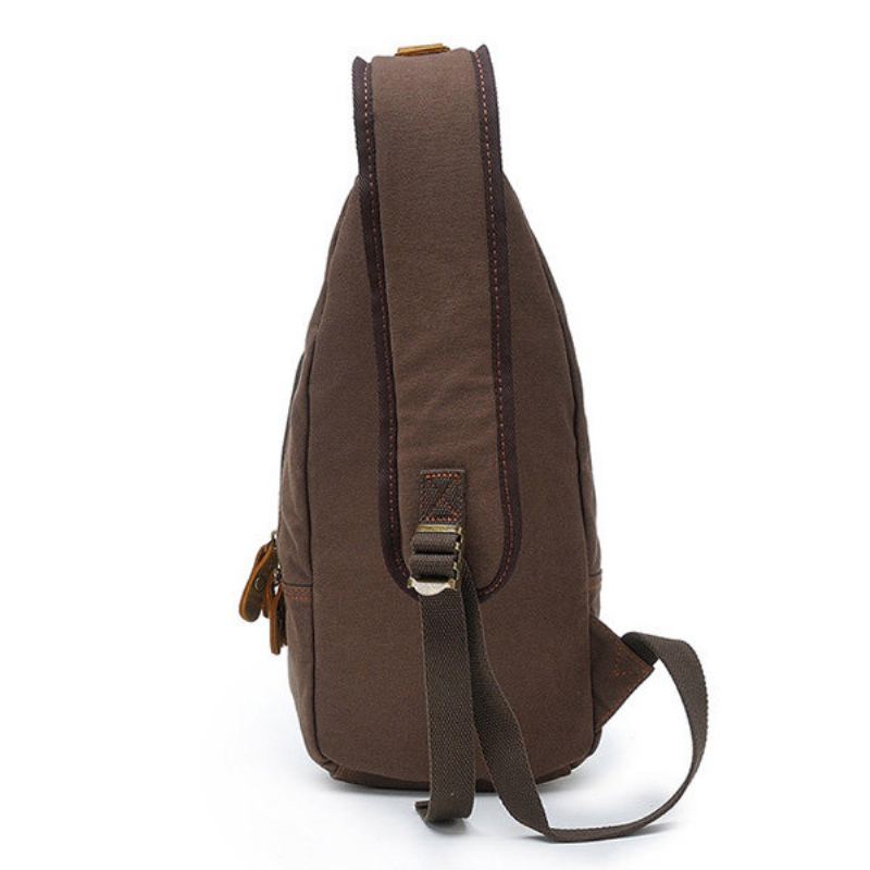 Retro Ležérní Plátěná Taška Na Prsa Patchwork Přes Rameno Z Pravé Kůže Crossbody Kabelka Pro Muže