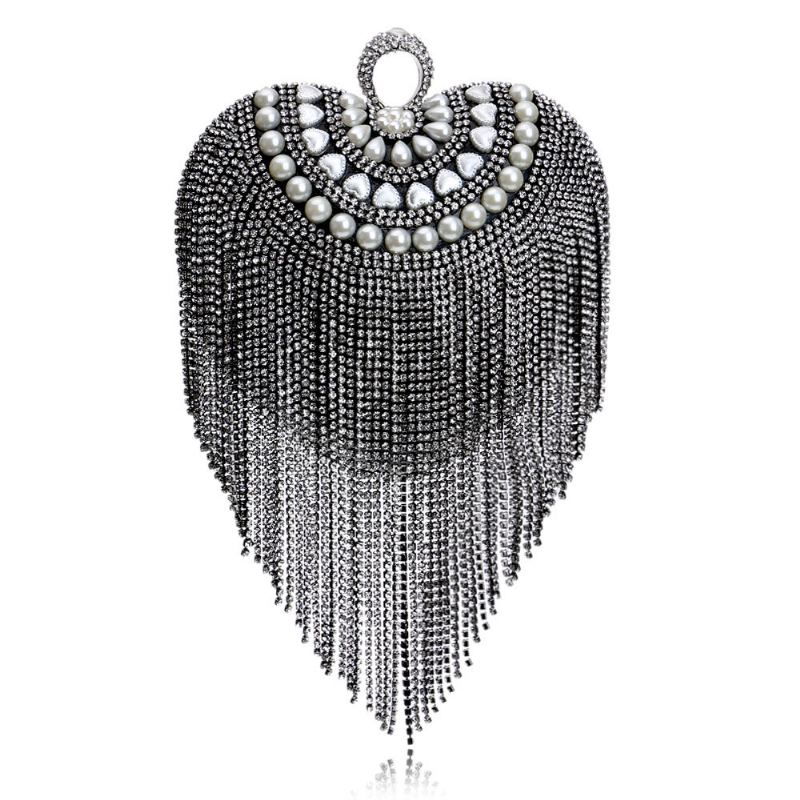 Tassel Evening Bag Luxury Female Clutch Mini Polyesterová Spojka Na Šaty Ve Tvaru Srdce 2023