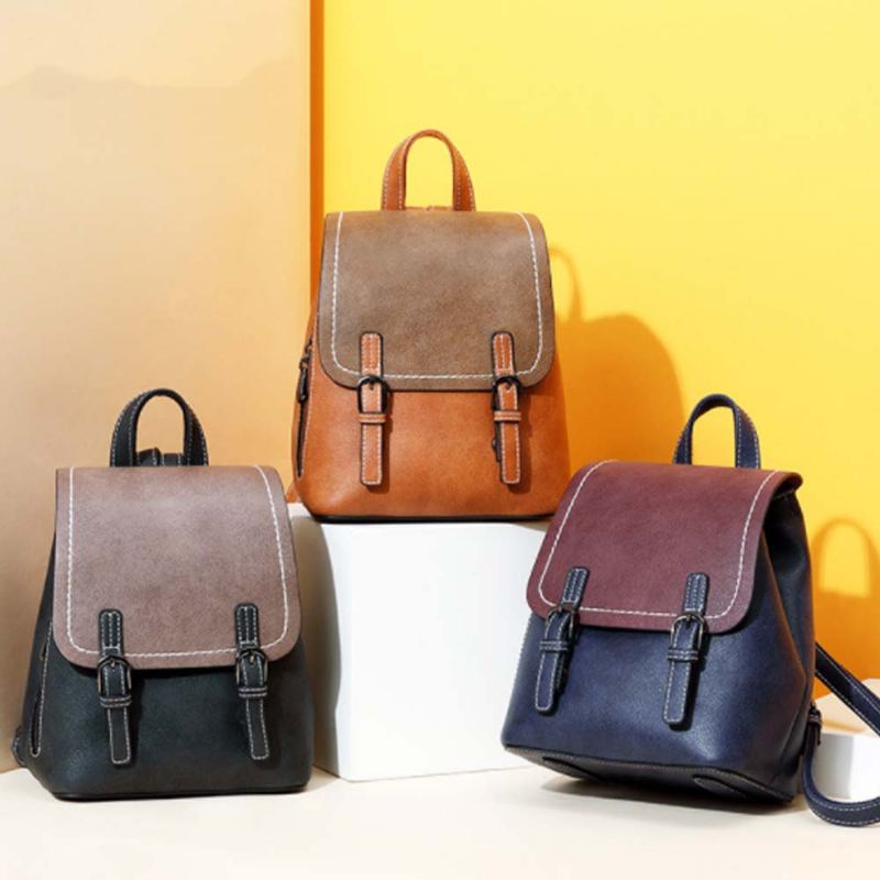 Vintage Casual Magnetic Travel Backpack Elegantní Dívčí Taška Přes Rameno Z Pu Kůže