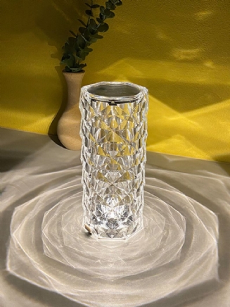 1 Ks Sklo Tvar Okvětní Lístek Růže Křišťálová Vícebarevná Stolní Lampa Dekor Do Ložnice Led Diamantová Atmosféra Noční Světla