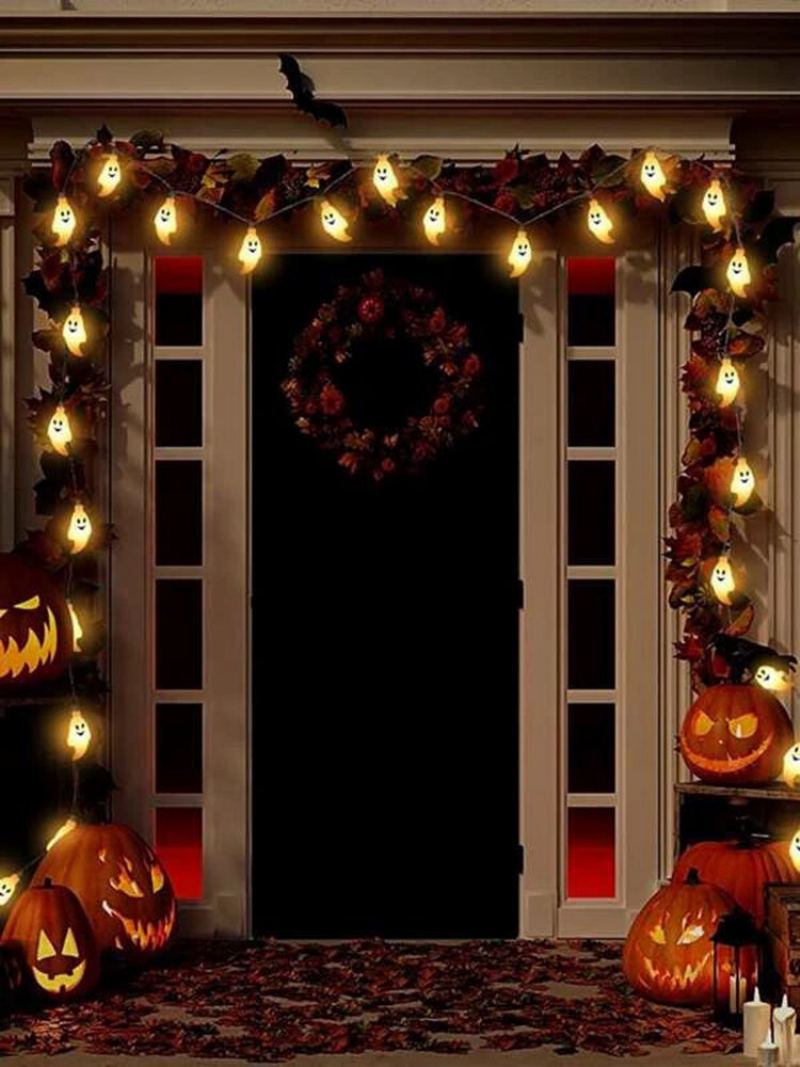 10/20/40/50 Led Diody Ghost Party Lamp Řetězec Světla Vzor Dekorativní Energeticky Úsporný Plast Děsivé Prostředí Halloween Light Cosplay Prop