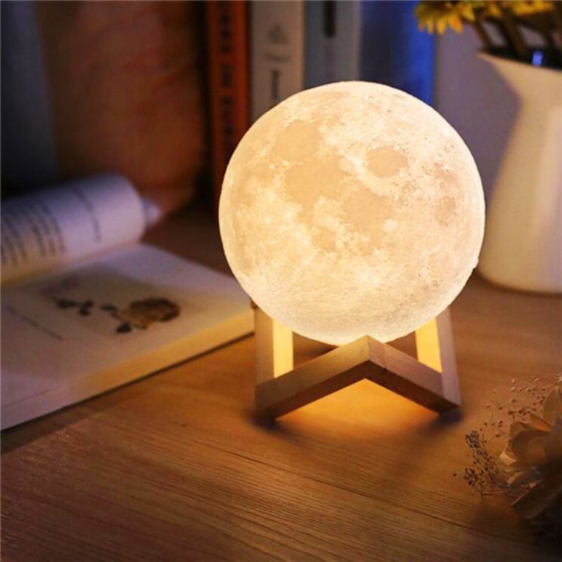 15cm 3d Magická Dvoutónová Měsíční Lampa Usb Nabíjecí Led Noční Světlo Dotykový Senzor Velantine Dárek