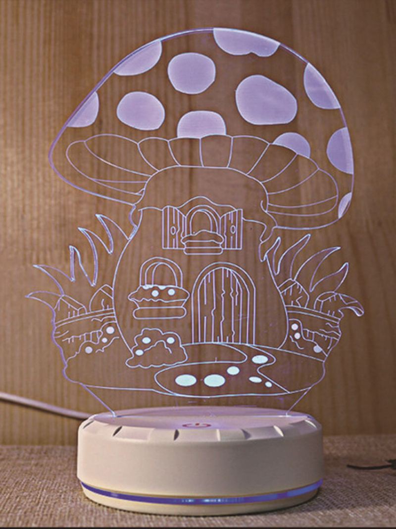 3d Led Houbový Vzor Stolní Noční Světlo Usb Nabíjení Touch Multifunkční Domácí Chodba Dekorace Dětského Pokoje 3d