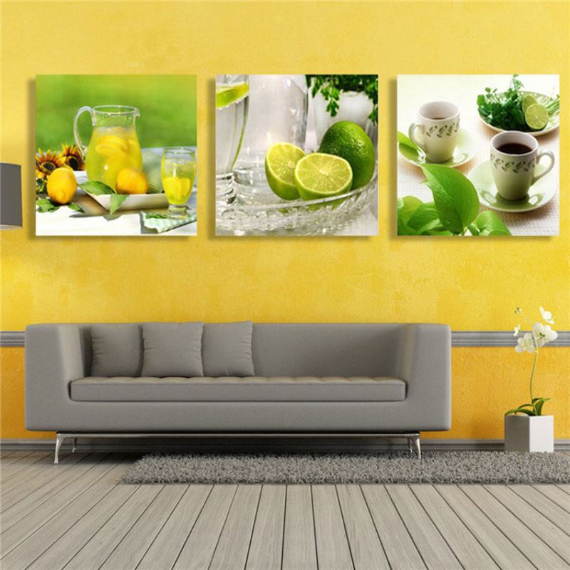 3ks Panel Nezarámovaný Moderní Obraz Fruit Wall Art Plátno Obývací Pokoj Domácí Dekorace