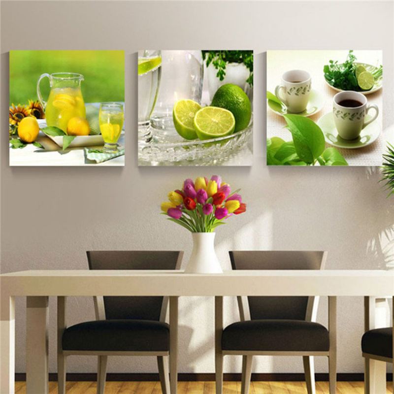 3ks Panel Nezarámovaný Moderní Obraz Fruit Wall Art Plátno Obývací Pokoj Domácí Dekorace