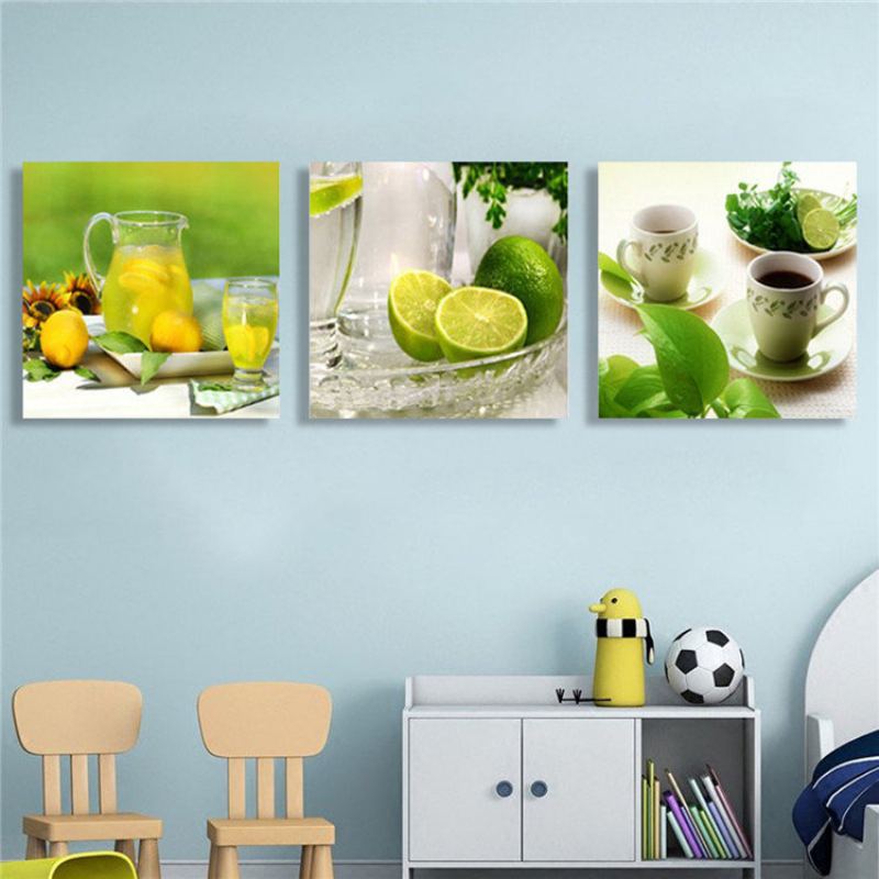 3ks Panel Nezarámovaný Moderní Obraz Fruit Wall Art Plátno Obývací Pokoj Domácí Dekorace