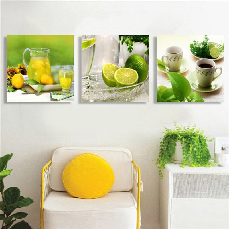 3ks Panel Nezarámovaný Moderní Obraz Fruit Wall Art Plátno Obývací Pokoj Domácí Dekorace