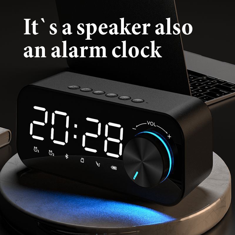 Bluetooth Reproduktor Přenosné Malé Stereo Mini Hodiny Venkovní Domácí Budík S Těžkými Basy