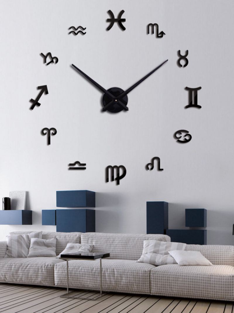 Creative Nástěnné Hodiny Mute Dekorace Nálepky Na Zeď Diy Akryl 12 Zodiac Constellation Velké Do Obývacího Pokoje