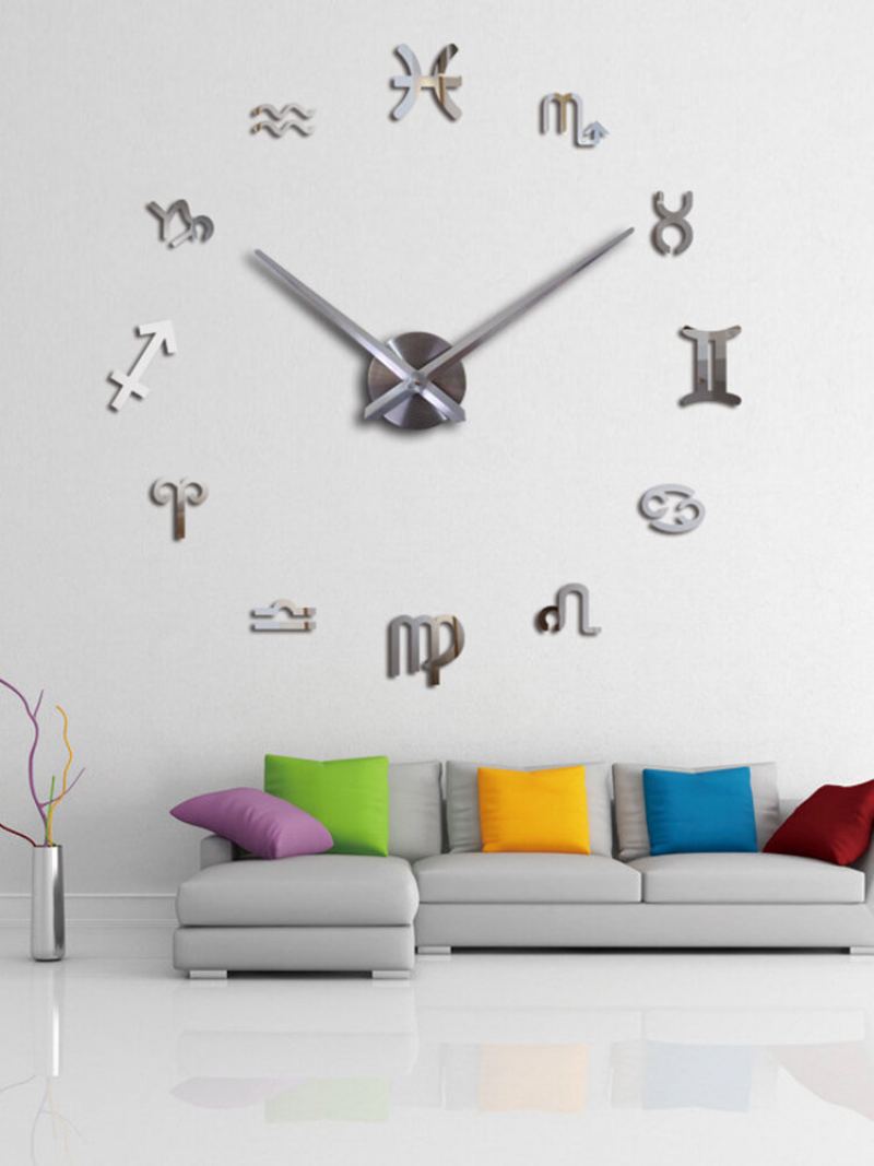 Creative Nástěnné Hodiny Mute Dekorace Nálepky Na Zeď Diy Akryl 12 Zodiac Constellation Velké Do Obývacího Pokoje