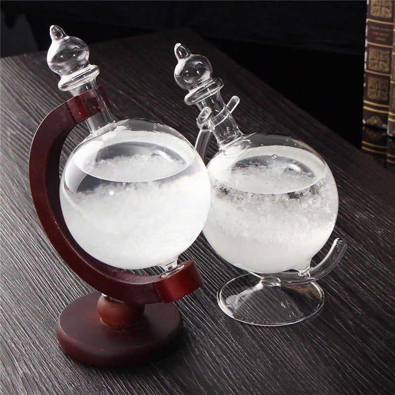 Decbest Předpověď Počasí Crystal Wood Skleněná Základna Storm Glass Ornament Ve Tvaru Diamantu