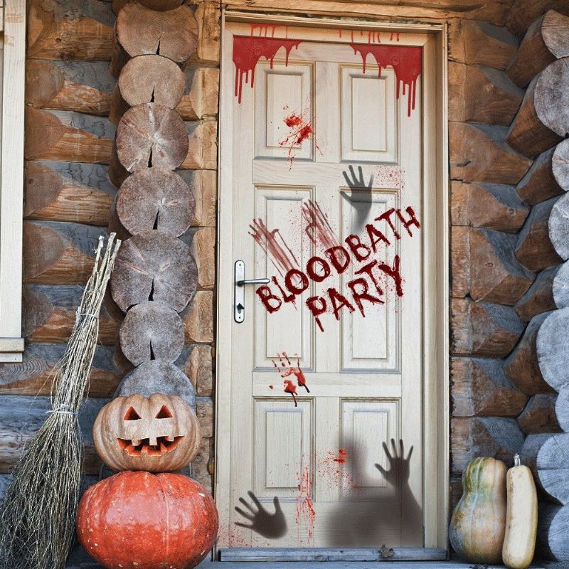 Halloween Samolepky Na Zeď Horor Dveře Okenní Sklo Dekorace Krev Handprint Devil Stickers