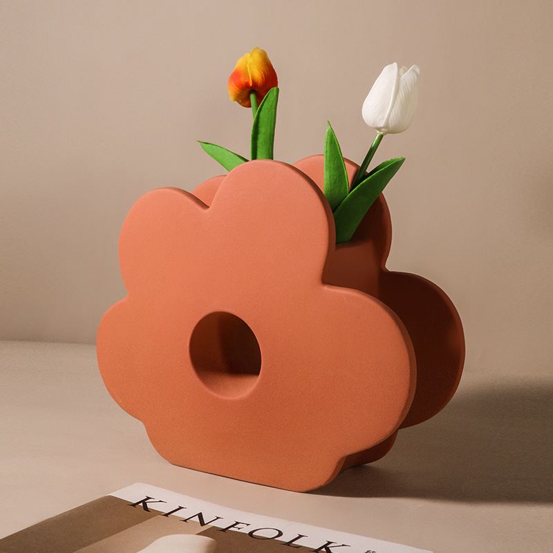 Morandi Barevná Květinová Váza Dekorace Geometric Art Flower Table Veranda Keramická