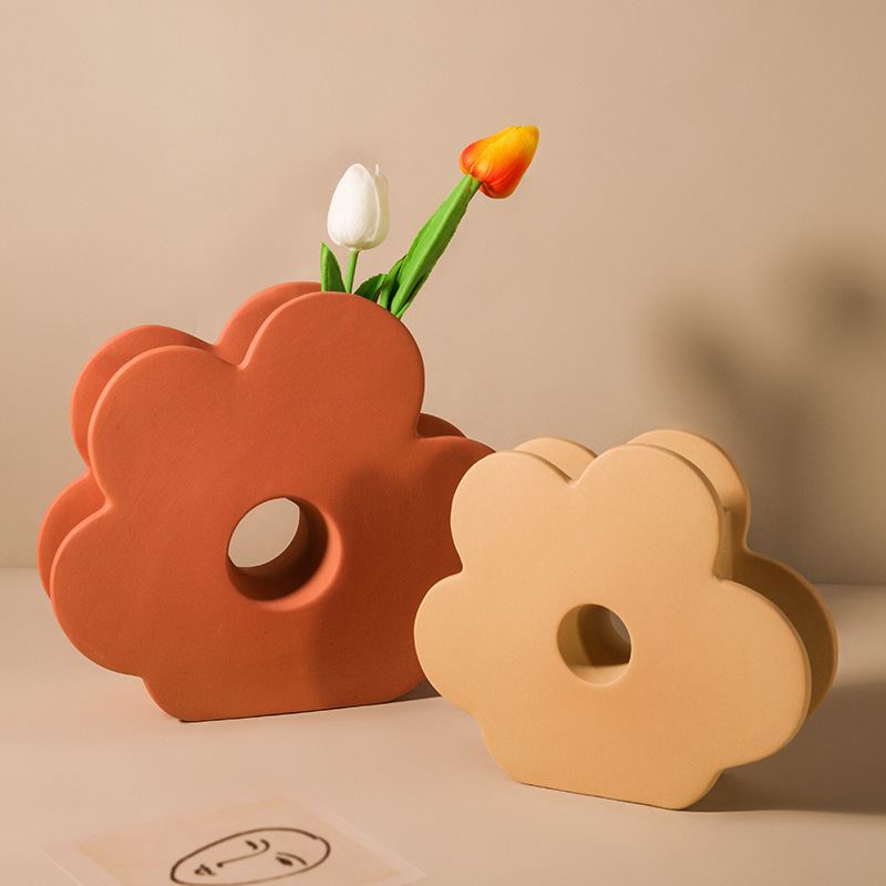 Morandi Barevná Květinová Váza Dekorace Geometric Art Flower Table Veranda Keramická