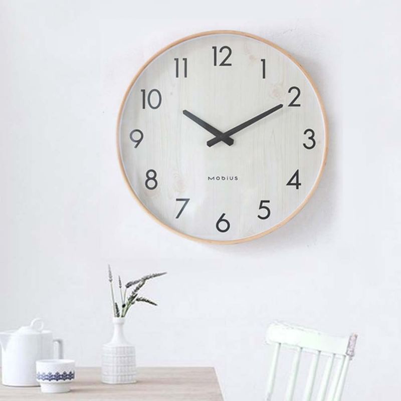 Nástěnné Hodiny - Minimalistické S Dřevěným Rámem S Okrajem Pro Domácí Hotelovou Restauraci Coffee Shop