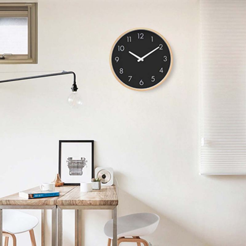 Nástěnné Hodiny - Minimalistické S Dřevěným Rámem S Okrajem Pro Domácí Hotelovou Restauraci Coffee Shop