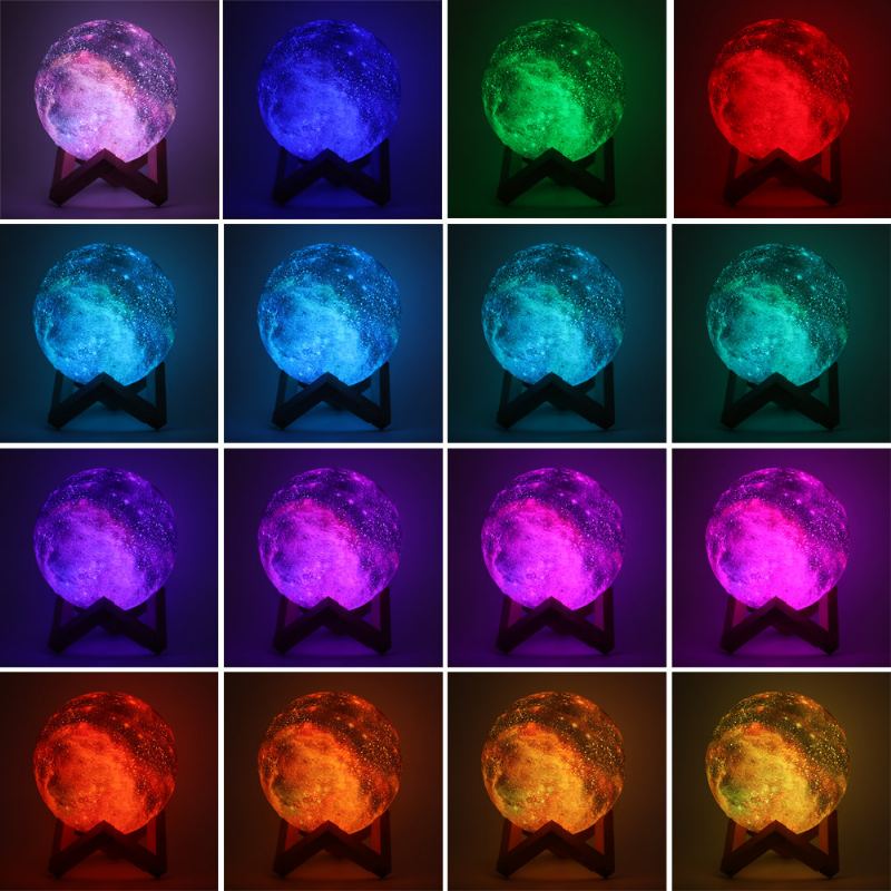 Nový 3d Tisk Moon Lamp Space Led Noční Světlo Dálkové Ovládání Usb Nabíjení Valentýnský Dárek