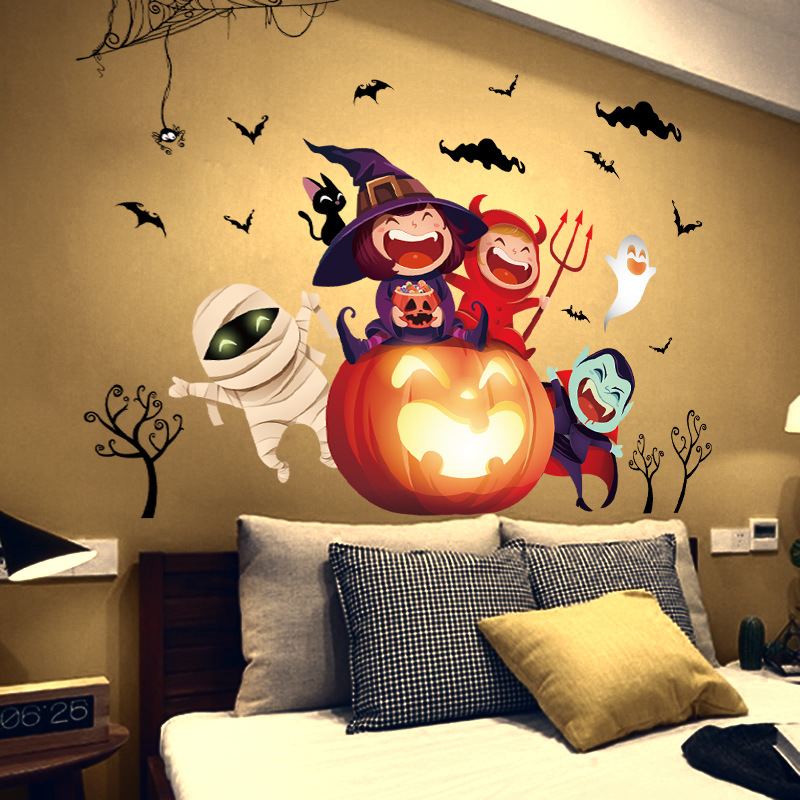 Roztomilé Halloweenské Samolepky Na Zeď Dekorace Na Okenní Festival Diy Zdarma Vložit