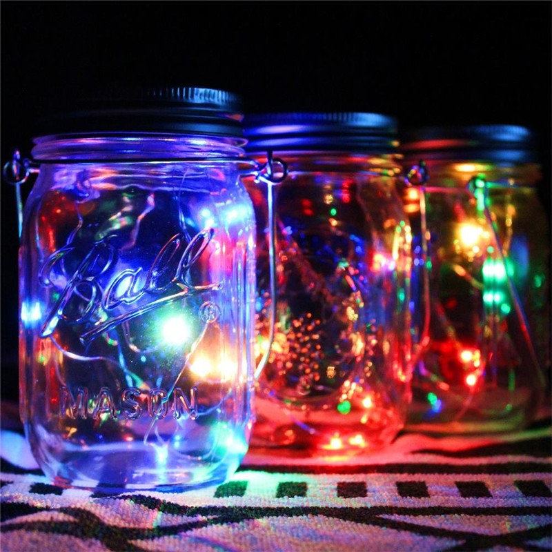 Solární Napájení 2m 20leds Mason Jar Víko Fairy String Drátěná Lampa Pro Zahradní Dekorace