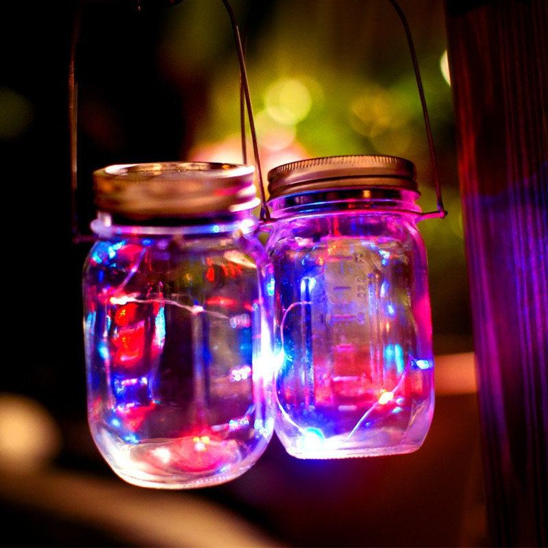 Solární Napájení 2m 20leds Mason Jar Víko Fairy String Drátěná Lampa Pro Zahradní Dekorace