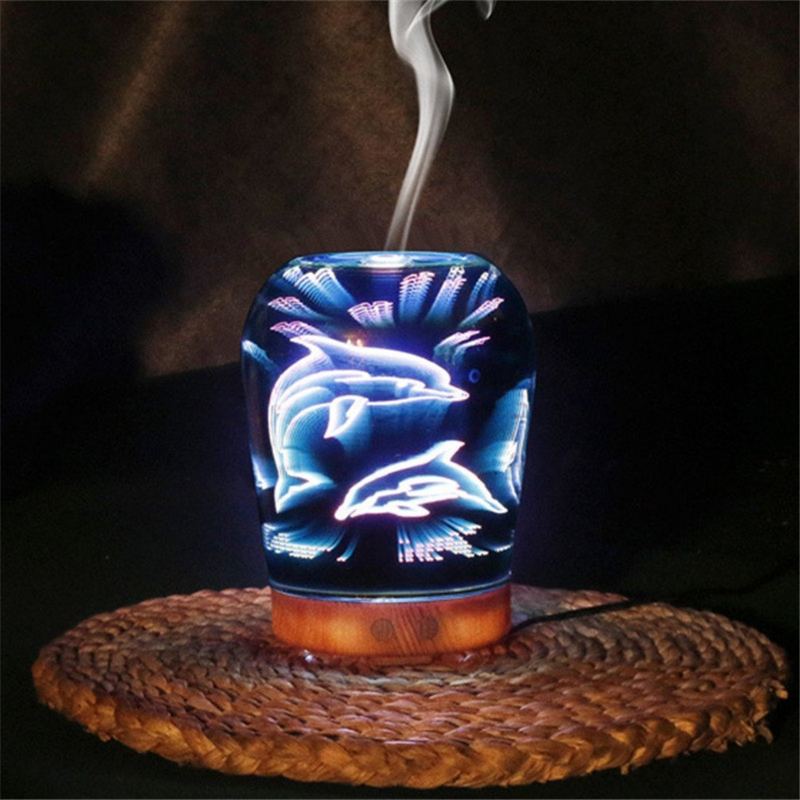 Svícen Cup Dolphin 3d Zvlhčovač Aromaterapeutická Lampa Difuzér Noční Světlo Měnící Barvu