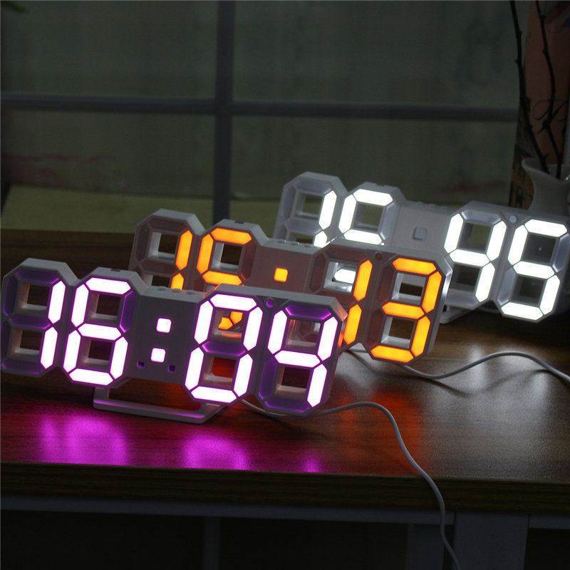 Velké Moderní Designové Digitální Led Nástěnné Hodiny S 24 Nebo 12hodinovým Displejem