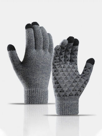 Unisex Knitted Plus Velvet Cold Proof Hřejivé Rukavice S Celoprstovou Dotykovou Obrazovkou