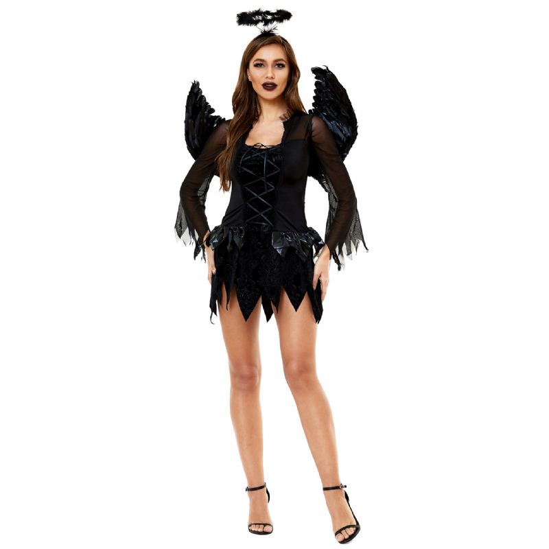 Halloween Dámský Kostým Sexy Dark Angel Hra Uniforma Zlý Anděl Duch Nevěsty Velké Velikosti