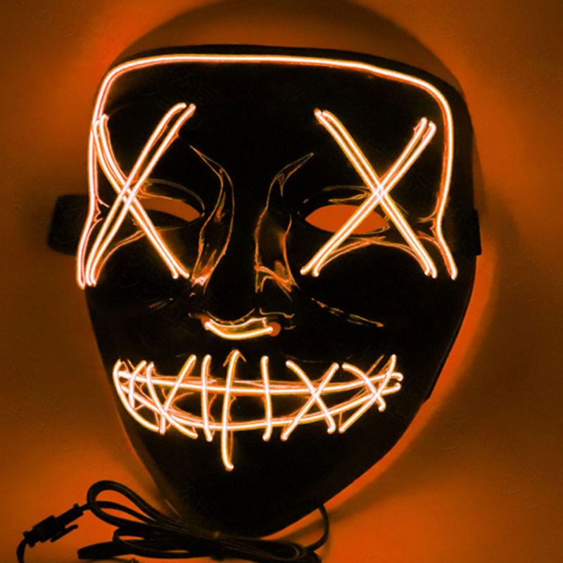 Halloween Luminiscenční Led Maska Černá Spodní El Wire Mask Ktv Ball Party 10 Barev
