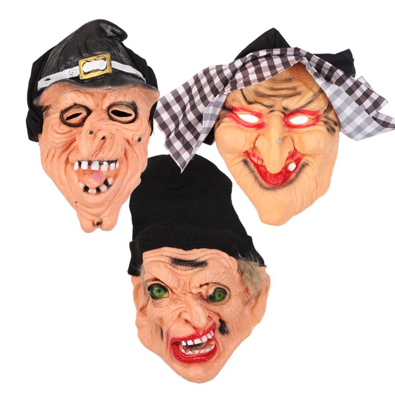 Klasická Čarodějnická Maska Hororové Filmové A Televizní Rekvizity Čarodějnice Černá Gáza Turban Vinylová Na Halloweenskou Párty