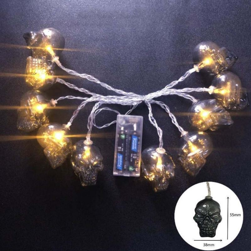 Skelet Ghost Led Řetězová Světelná Řada Pro Halloween's Day Dekorace Dýňová Světla Lebka Halloween Světelné Řetězy Festival Duchů Barevná
