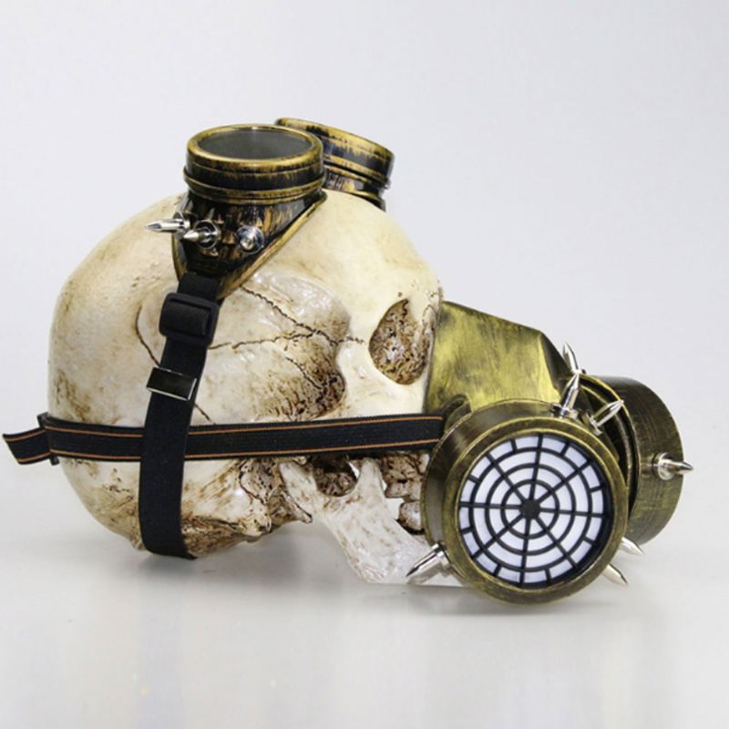 Steampunk Plynová Maska Nýtové Brýle Pryskyřice Skeleton Warrior Death Mask Masquerade Cosplay Příslušenství Pro Halloween Party Dárek