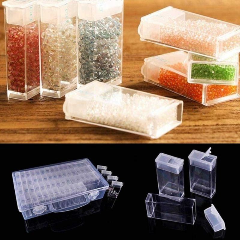 64 Slotů Diamantové Vyšívání Diamantový Nástroj Na Malování Transparentní Plastový Úložný Box