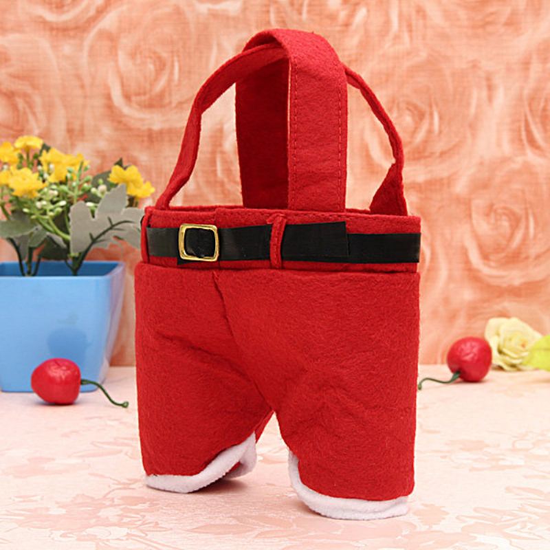 Jedinečný Styl Červené Nylonové Santa Kalhoty Candy Bags Úložné Tašky