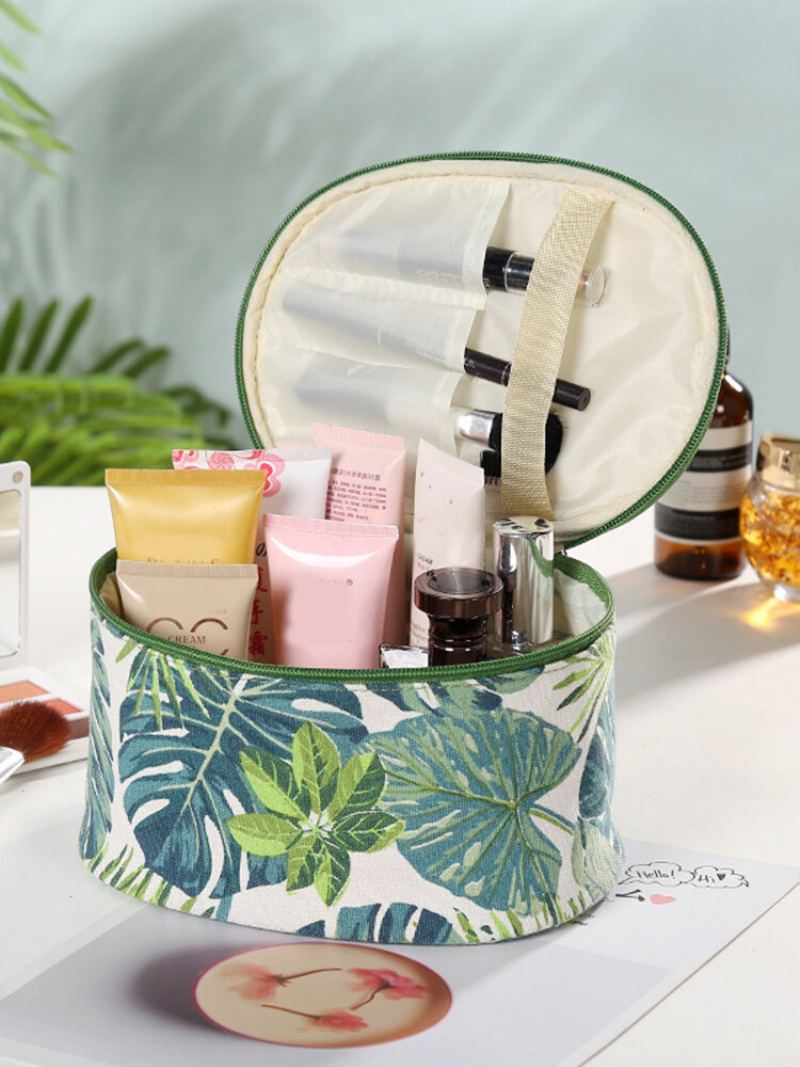 Kosmetická Taška Creative Plant Print Cestovní Na Praní Bavlněná Plátěná Úložná Velká Kapacita