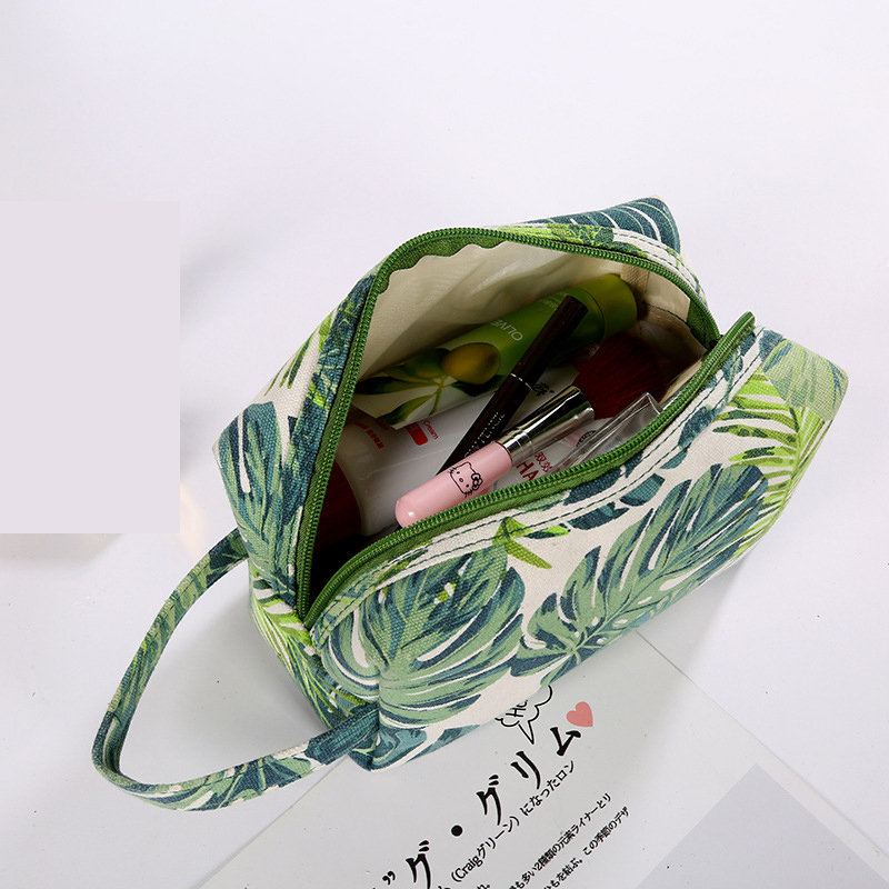 Kosmetická Taška Creative Plant Print Cestovní Na Praní Bavlněná Plátěná Úložná Velká Kapacita