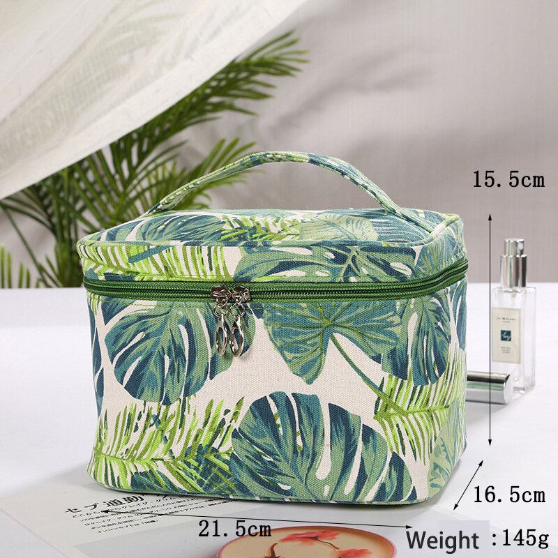 Kosmetická Taška Creative Plant Print Cestovní Na Praní Bavlněná Plátěná Úložná Velká Kapacita