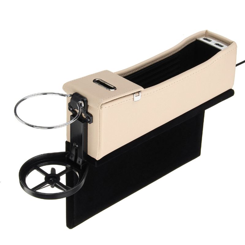 Kožená Výplň Mezer V Autosedačce Duální Usb Nabíjecí Port Držák Na Pohárek Úložná Schránka Sběratel Mincí