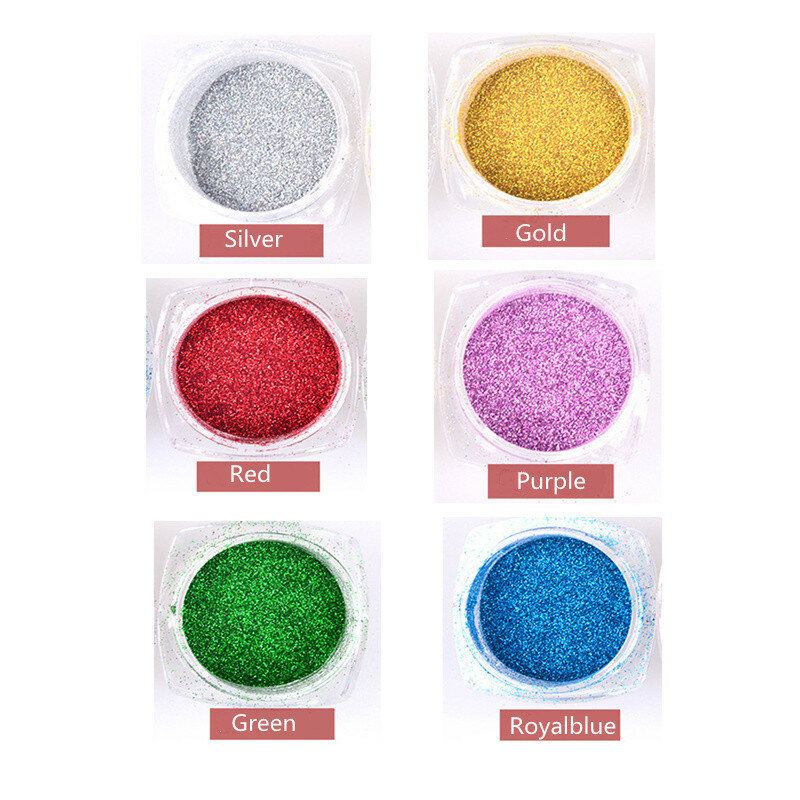 Metallic Mirror Powder Nail Glitters Dust Chrome Pigment 6 Barev