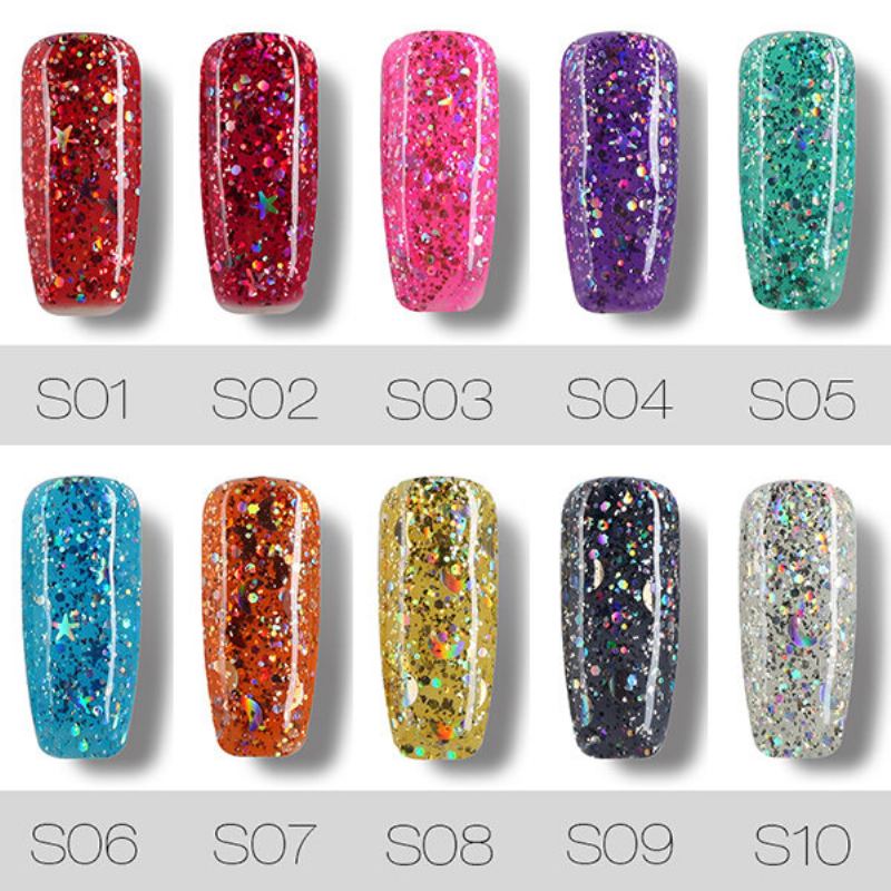 Rosalind 12 Colours Uv Gel Polish Glitter Flitry Soak Off Uv Led Lampa Na Nehty S Dlouhou Výdrží 7 Ml