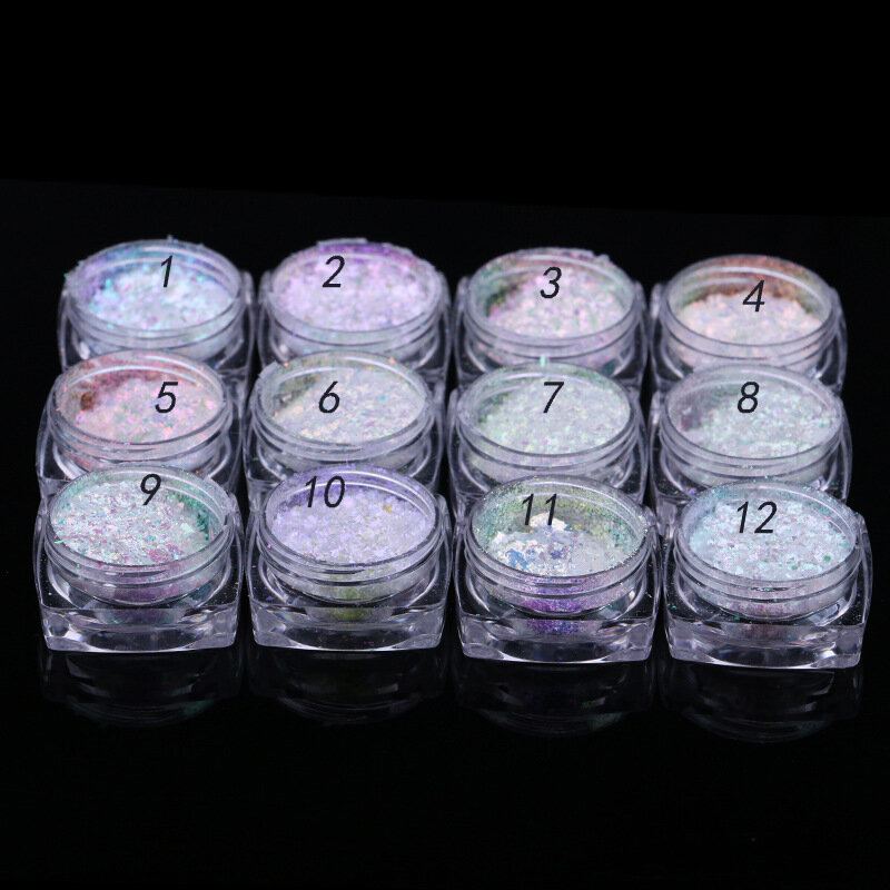 Transparentní Třpytky Na Nehty Chameleon Nail Powder Flakes Multichrome Bling Shimmer Art Glitter