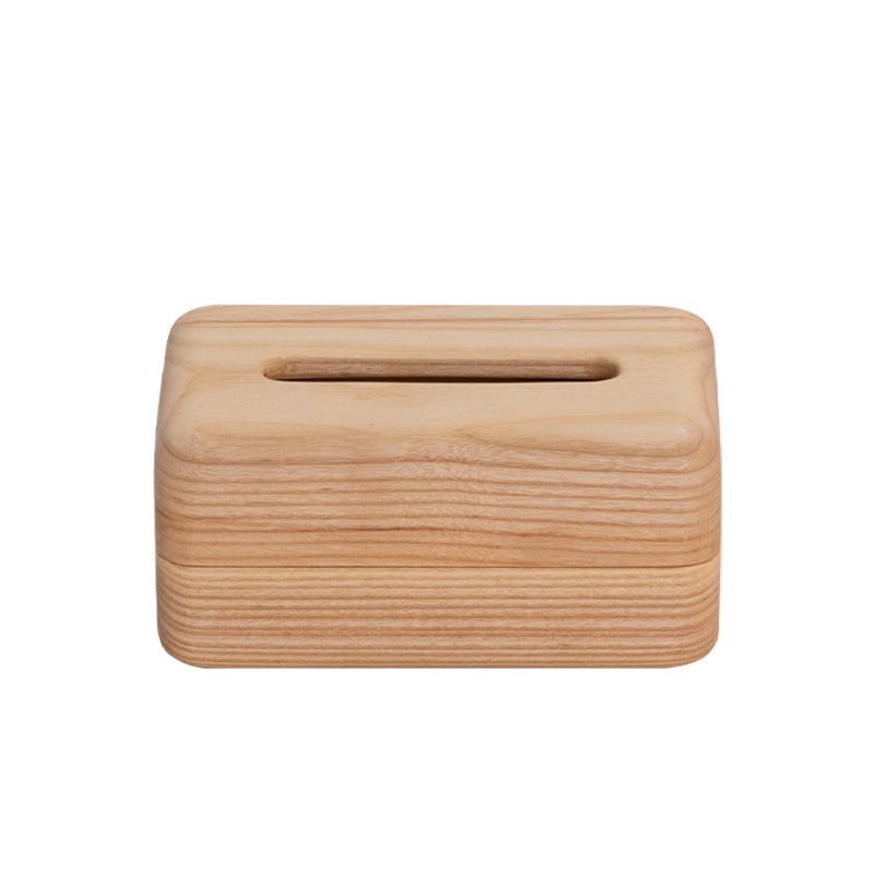 Creative Log Tissue Box Bílý Vosk Celodřevěná Kitty Pumping Box Box Bear Crown Tvar Sušenek S Kreativním Designem