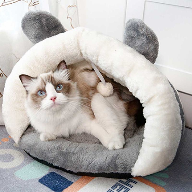 Plyšová Postýlka Pro Kočičí Hnízdo Triangle Keep Warm Pro Kočky Luxusní Bavlněné Pro Kočičky