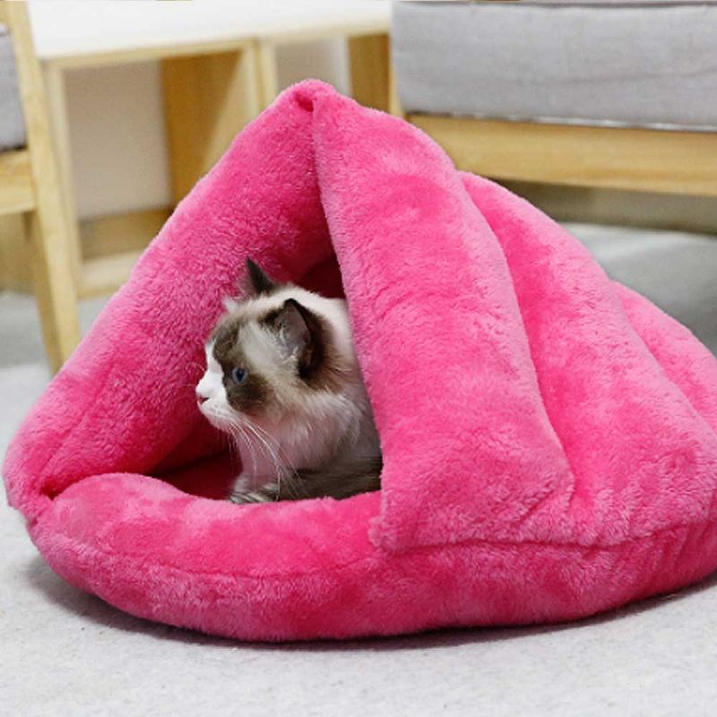 Plyšová Postýlka Pro Kočičí Hnízdo Triangle Keep Warm Pro Kočky Luxusní Bavlněné Pro Kočičky