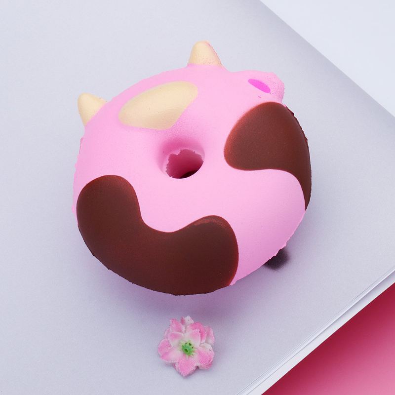 Cartoon Cow Donut Cake Squishy Pomalu Rostoucí Kolekce Dárková Plyšová Hračka S Obalem