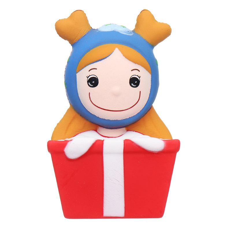 Kawaii Vánoční Elk Girl Squishy Pomalu Rostoucí Plyšová Dárková Kolekce S Obalem
