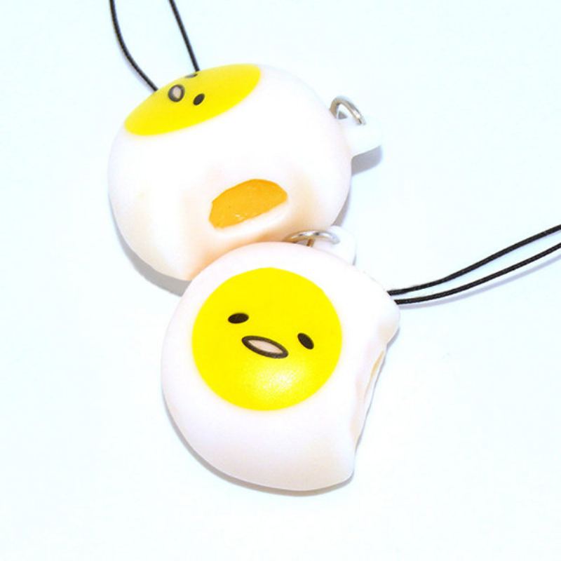 Squeeze Lazy Egg Yolk Uvolňovač Stresu Taška Na Telefon S Přívěskem 4 cm S Popruhem