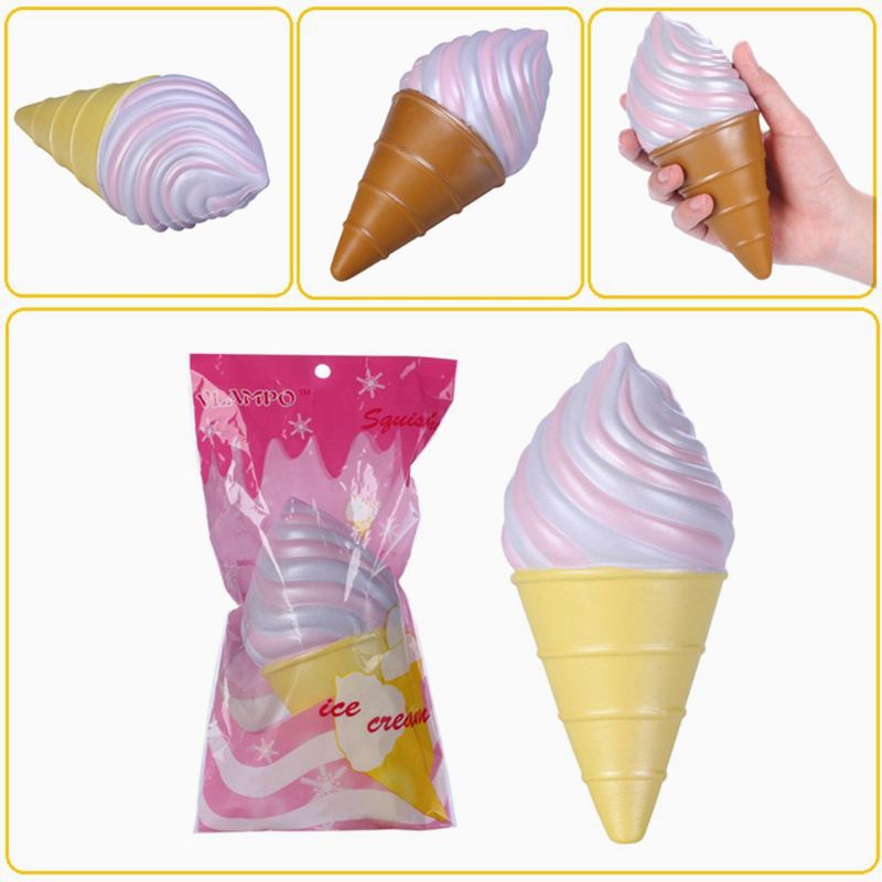 Vlampo Squishy Kornout Na Zmrzlinu Růžová Bílá Pomalu Rostoucí Originální Balení Kolekce Dárkové Dekorace Hračka