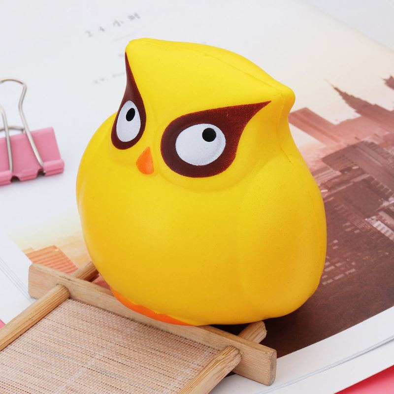 Žlutá Sova Squishy Pomalu Rostoucí Kolekce Dárková Plyšová Hračka S Obalem